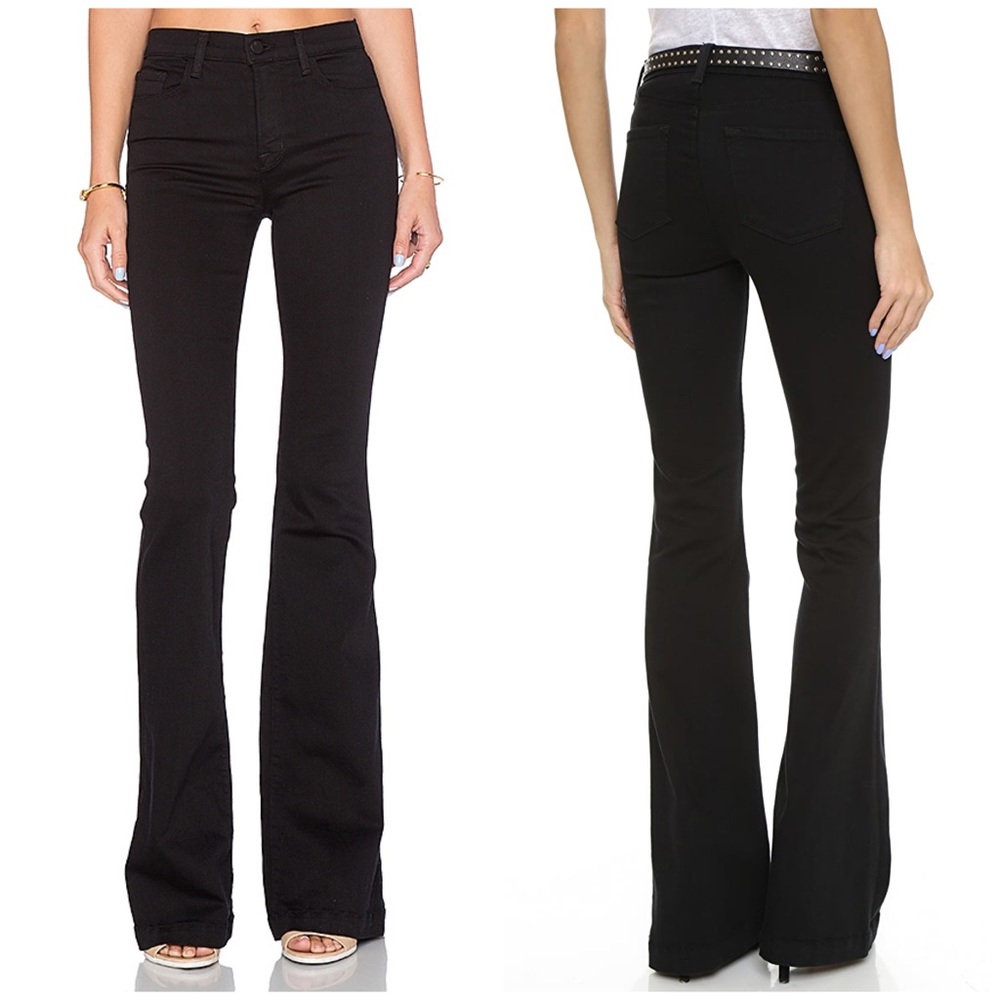 J Brand Maria High Rise Flare Black Jeans